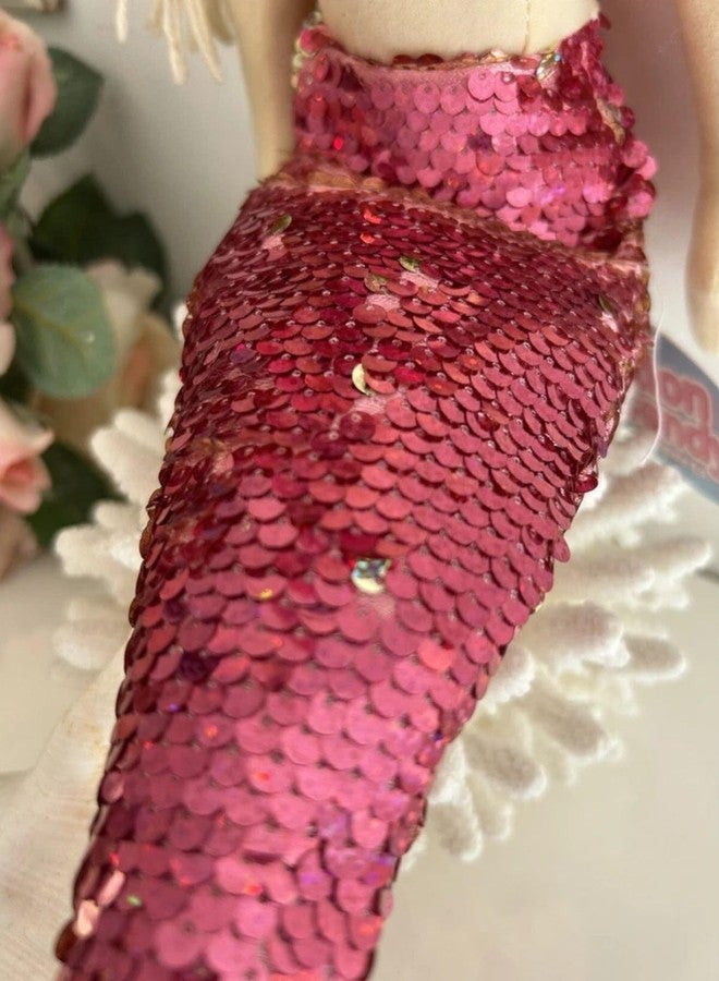 تيكلز دمية حورية البحر الناعمة من تيكلز، ذات ذيل لامع مزين بالترتر وشعر مزين بفيونكة، هدية مثالية للأطفال من الأولاد والبنات في أعياد ميلادهم (اللون: وردي، الحجم: 45 سم) - Image 3